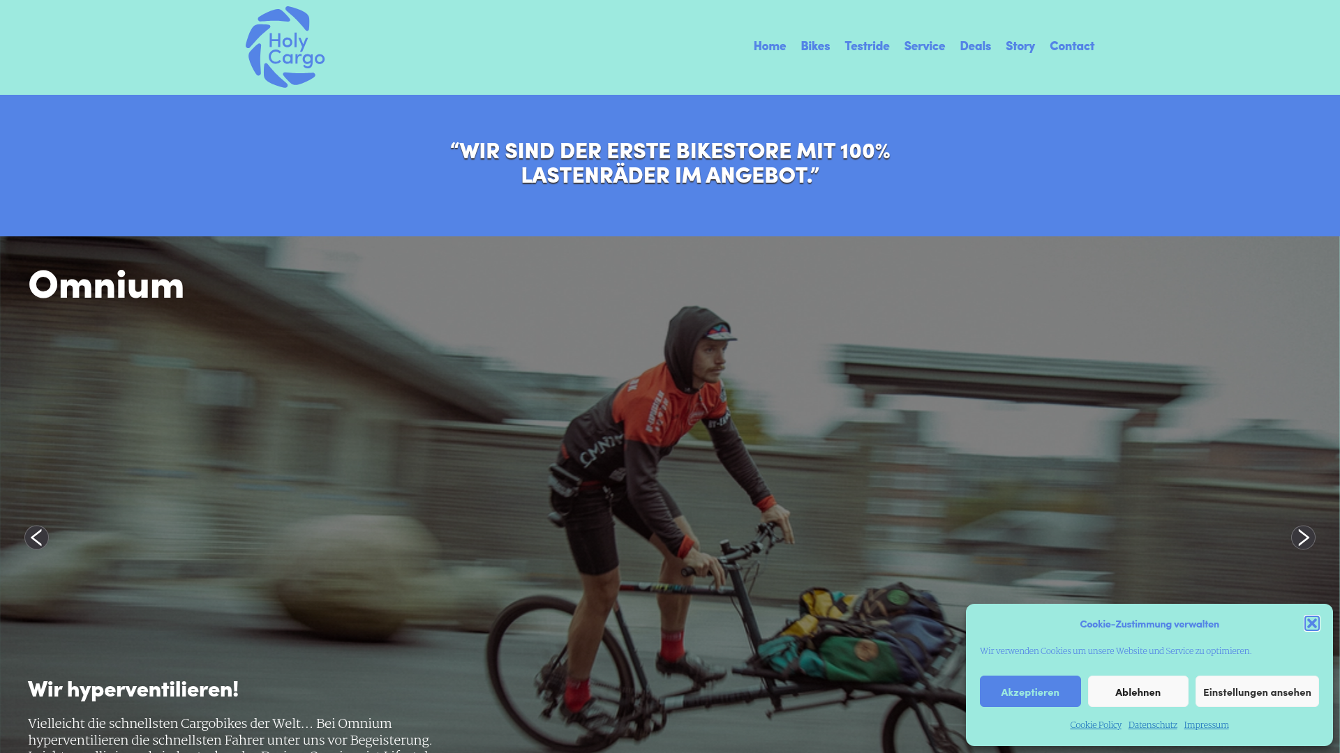 Screenshot der Website von HolyCargo
